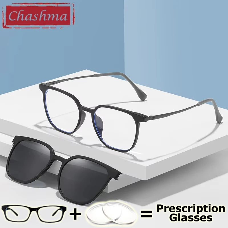 Chashma Prescription Glasses Women Fashion Clip On Magnetic Sunglasses Men TR90 Frames Titanium Temple Optical Myopia Lenses