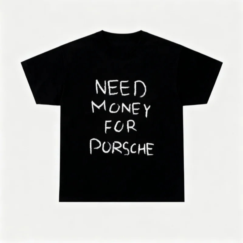 

Нужен деньги на футболку Porsche, мешковатая футболка с рисунком 90-х годов, рубашка оверсайз, модная футболка, рубашка-мем, сарказм, футболка Y2K, винтажная футболка