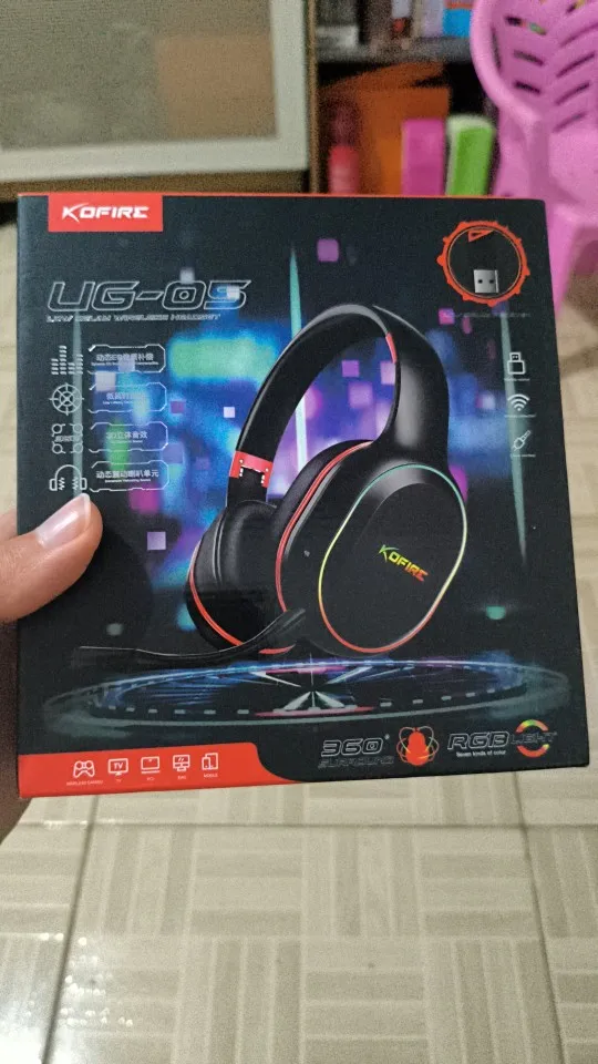 Kofire UG-05 Gaming Headphones 2.4G BT5.0 Wireless Headset With Mic RBG Light Vibration Bluetooth Earphone For PS4 PS5 PC Switch photo review