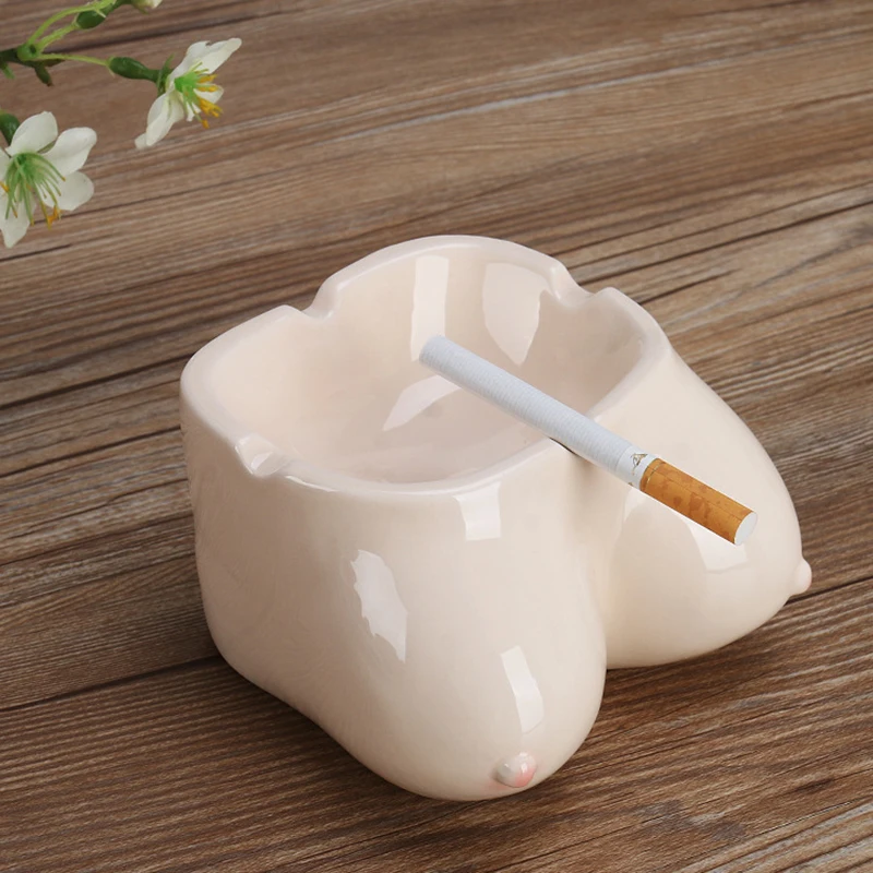 Ceramic Cigarette Ashtray Creative Funny Breast Body Art  Ash Tray Modern Living Room Ornaments Home Decoration Gift for Man