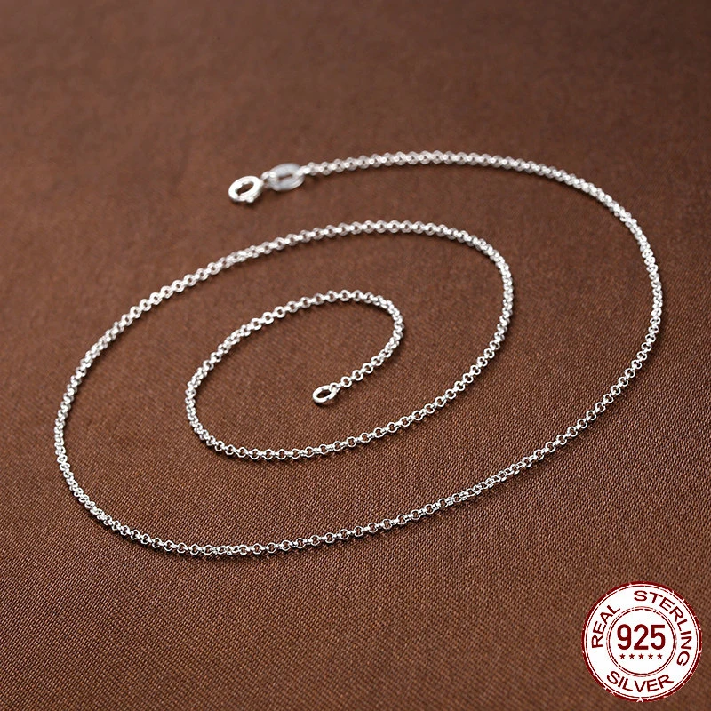 Bamoer-cadena básica de plata de ley 100% para mujer y niña, cierre de langosta, collar ajustable, colgante, joyería de moda