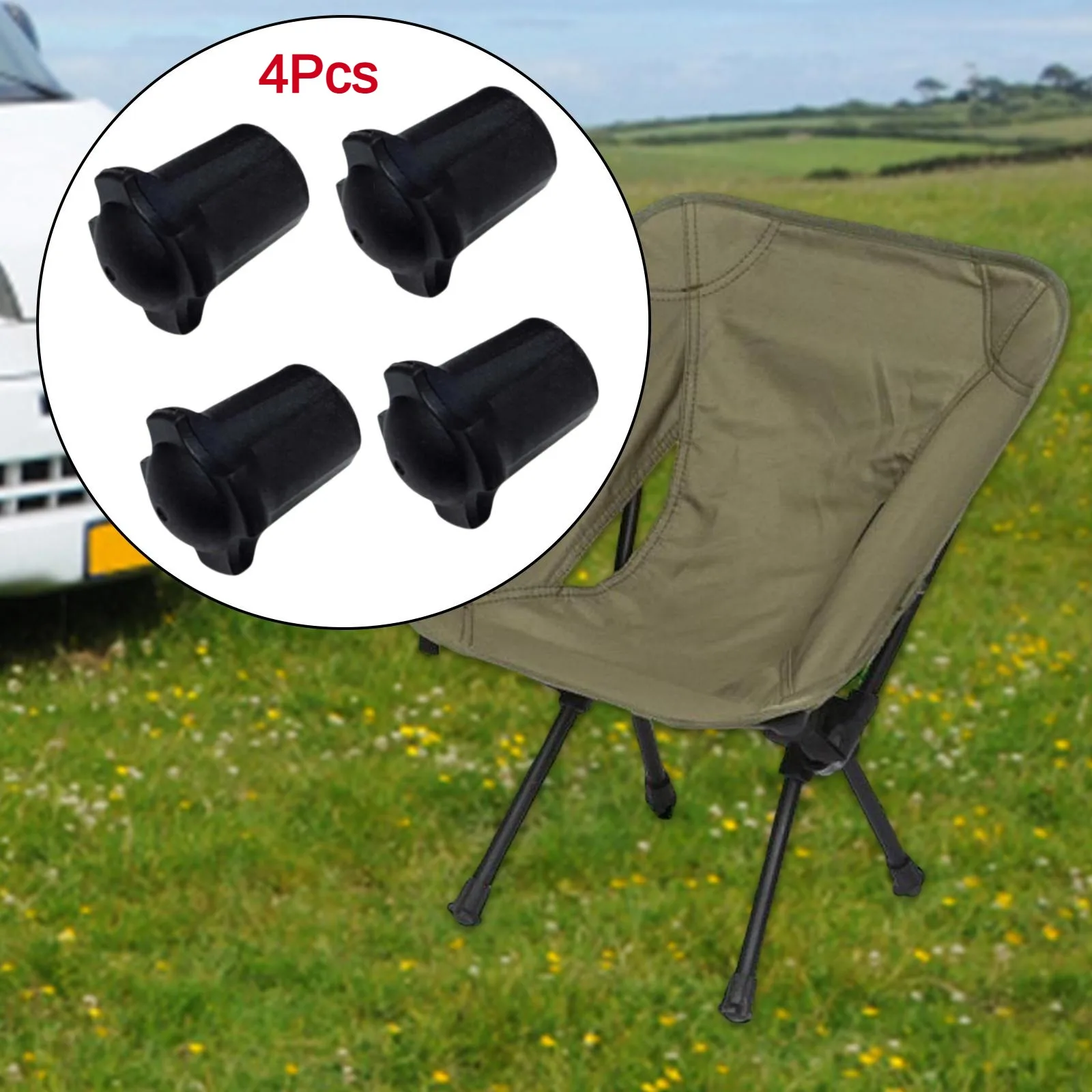 

4Pcs Camping Chair Foot Cover Table Feet Pads Rubber Prevent Scratches Leg Cap Furniture Pad Protector for Outdoor Beach Garden