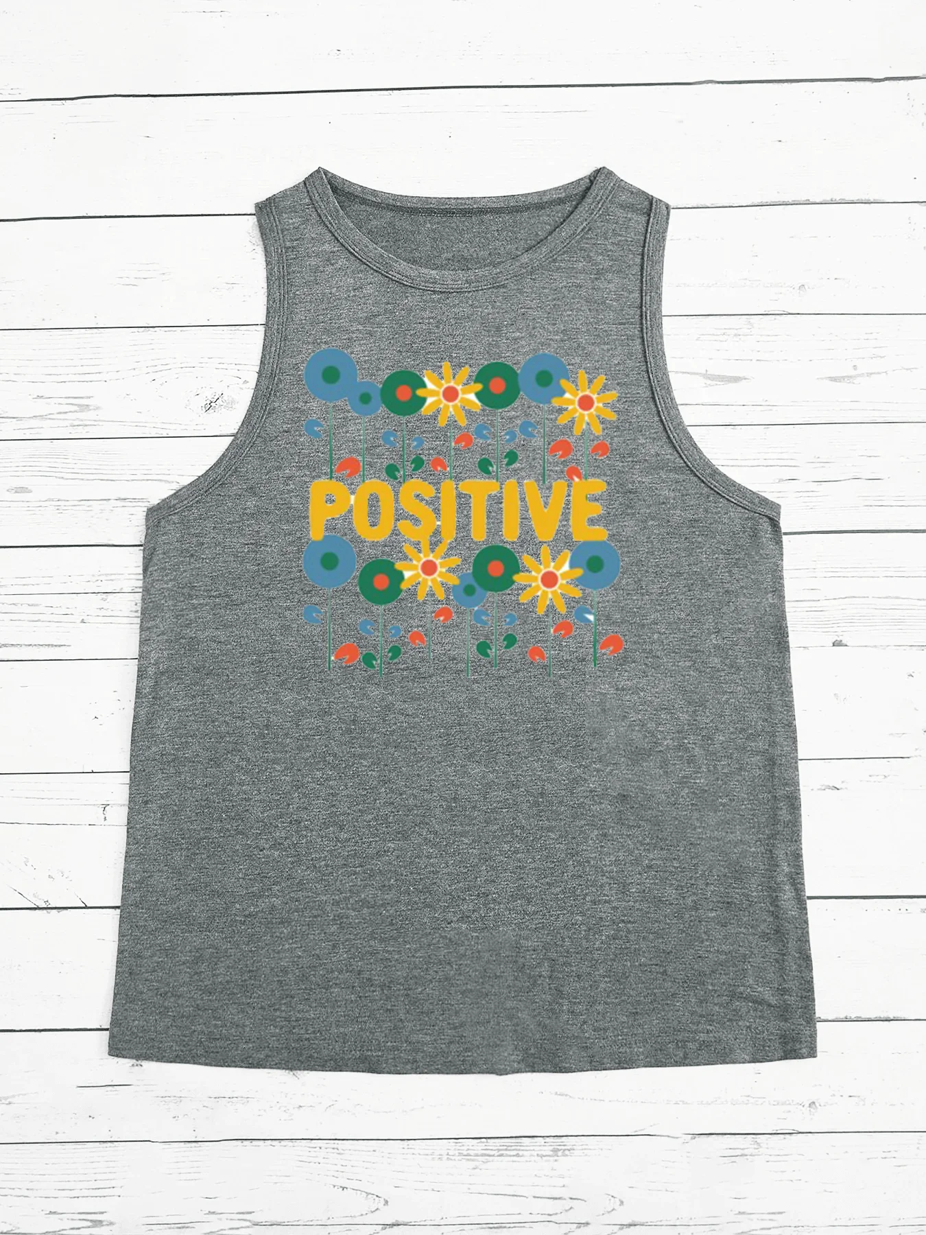 Positve Letters Print Vrouwen Tanktops Losse O-hals Mouwloze Casual Vest Dames Tops Kleding