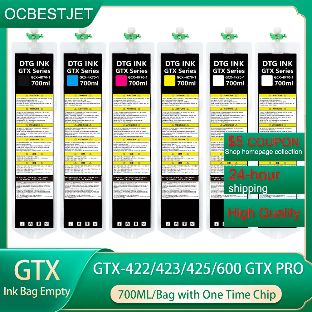 

Пустой пакет с чернилами GTX 700 мл с одноразовым чипом для принтеров серии Brother GTX-422 GTX-423 GTXPRO GTX