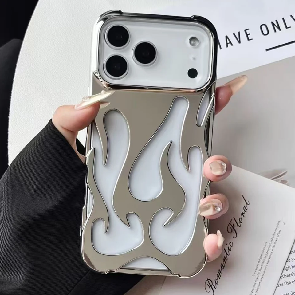 Funda de TPU antigolpes con diseño hueco y estampado de llama, para iPhone 17 16 15 14 13 12 11 Pro Max 16 Plus Air 2