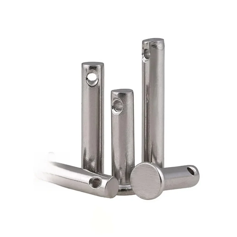 1/2/5/10 pièces M3 M4 M5 M6 M8 M10 M12 304 A2-70 broche d'axe en acier inoxydable broche cylindrique à tête plate avec trou GB882 rouleau de goupille de cheville