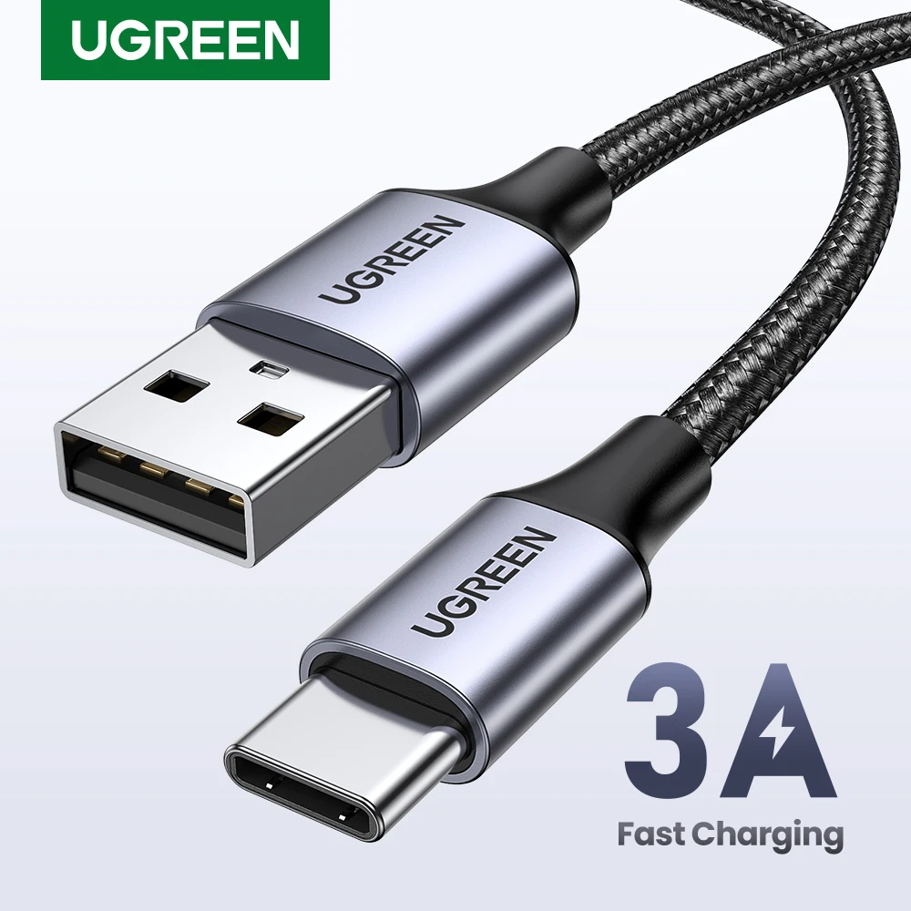 UGREEN-c타입 USB 케이블 3A, 삼성 S20 S21 용, 샤오미 포코 USB C 와이어 코드, 핸드폰 충전 케이블 코드