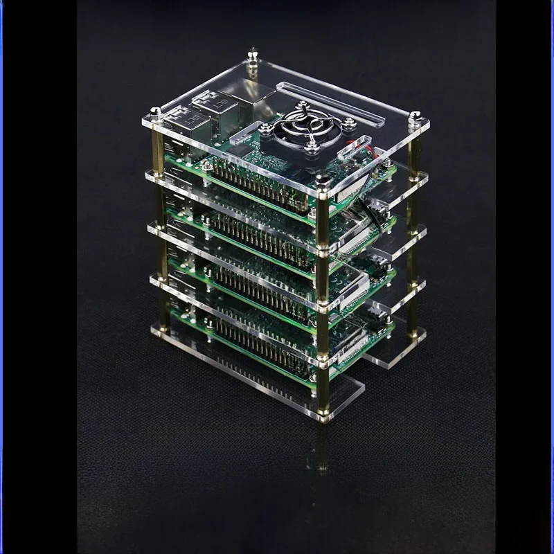 1-10-warstwowa akrylowa obudowa Raspberry Pi 4 z przezroczystą obudową + wentylatorem chłodzącym + osłoną wentylatora dla Raspberry Pi 4 Model B/3B Plus/3B — zdjęcie produktu 7