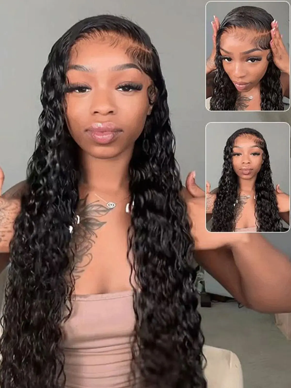 موجة عميقة الدانتيل الجبهة الباروكات شعر الإنسان 13x4 HD الدانتيل الباروكات الأمامية شعر الإنسان قبل قطعها 200 الكثافة