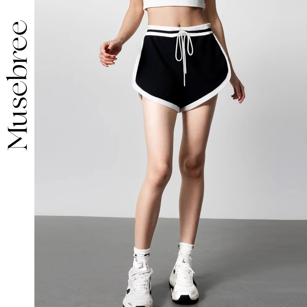 

Musebree Women's Color Patchwork Drawstring Shorts Ladies Girls Yoga Fitness Sport Shorts Spring Summer Women Clothing