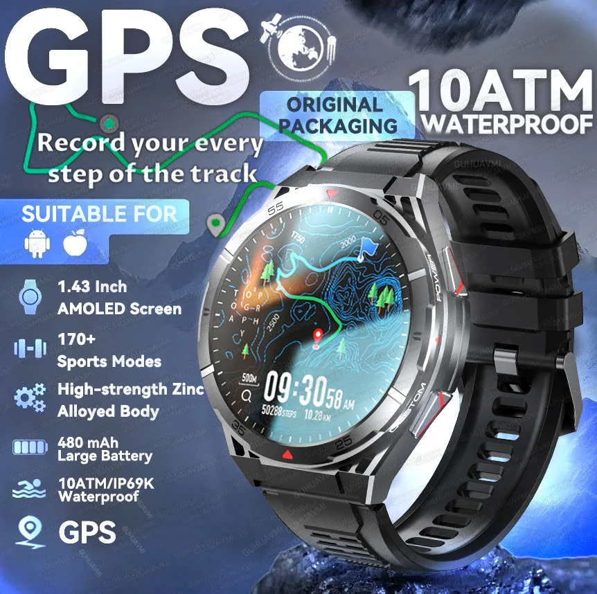 2025 New for HUAWEI Original Premium GPS SmartWatch Ultra HD AMOLED Display Built-in GPS BT Call 10ATM Waterproof Smart Bracelet