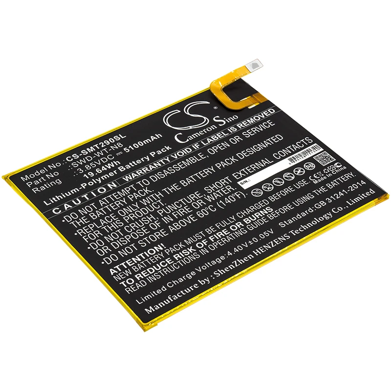 

Replacement Battery for Samsung Galaxy Tab A 8.0 2019, SM-T290, SM-T295, SM-T295C, SM-T295N SWD-WT-N8 3.85V/mA