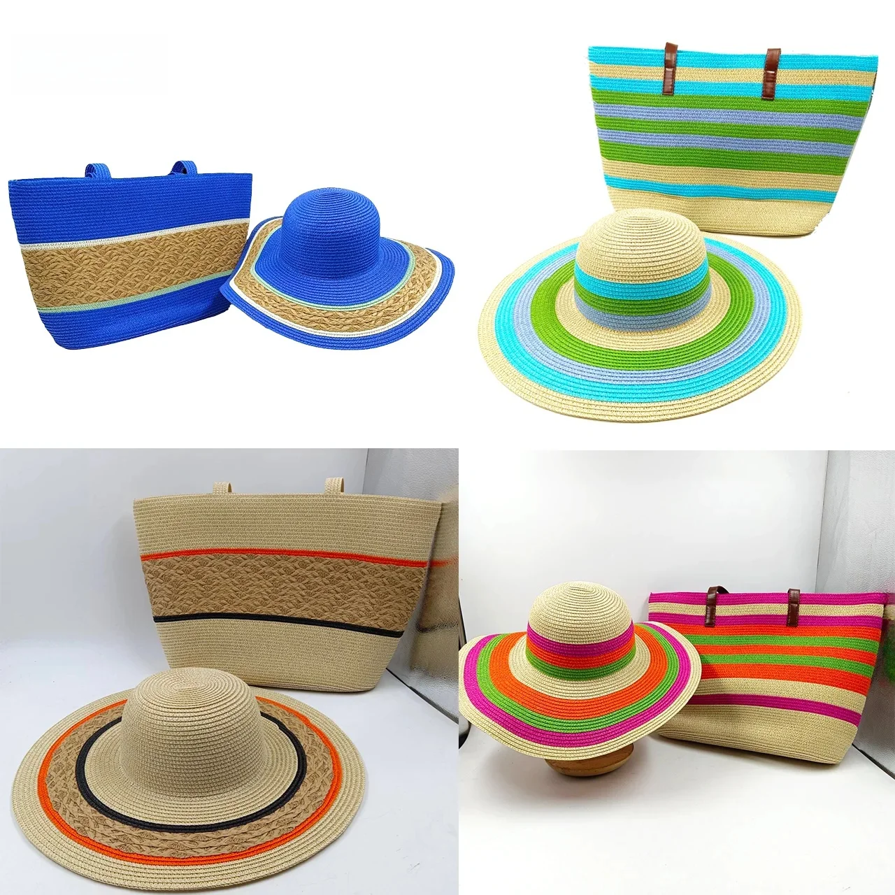 Kapelusz słomkowy na lato torba dwuczęściowa torba crossbody kolorowa czapka przeciwsłoneczna podróżna bikini na plażę słomkowy sombrero mujer — zdjęcie 2