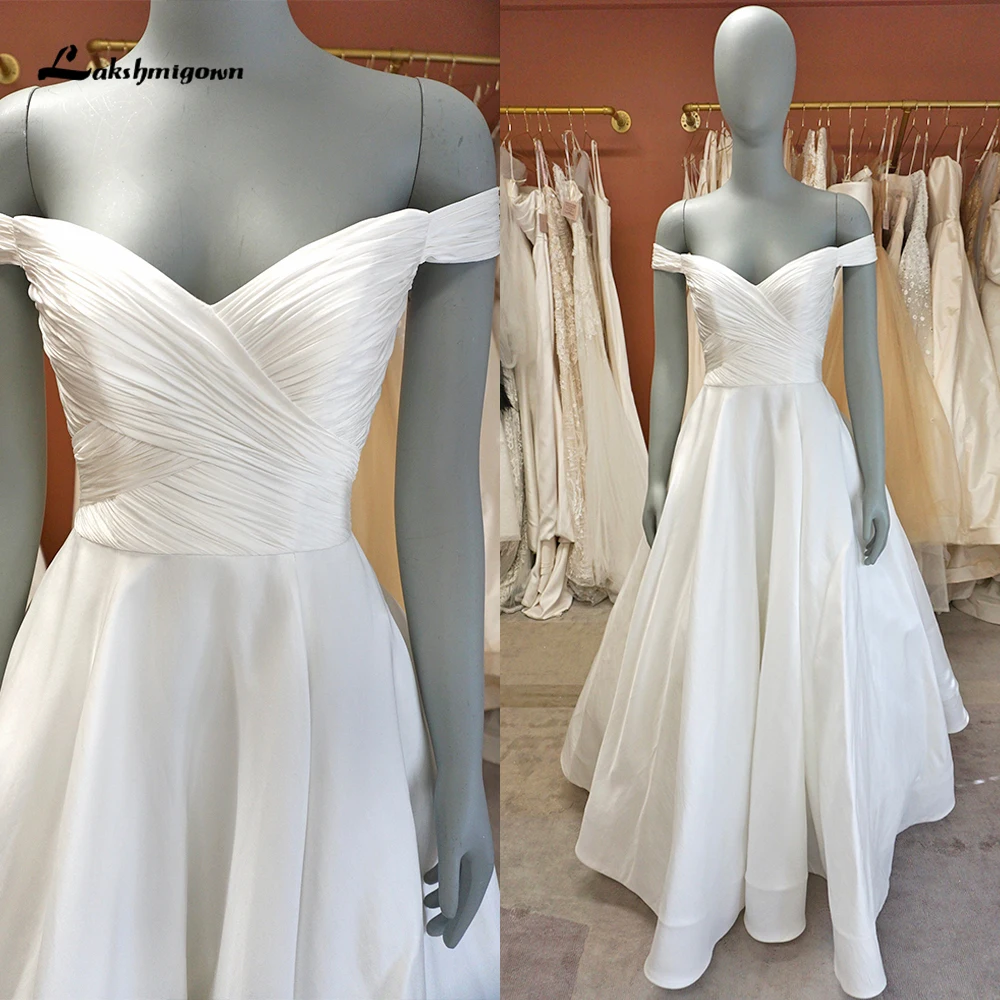 Robe de mariée en satin plissé dos nu, simple et sexy, chérie hors de l'initiative, une ligne, patients Boho, quel que soit le balayage, éducatif