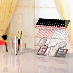 4/5/6 Layer Acrylic Display Stand For Eye Shadow Tray Powder Cake Clear Storage Rack Makeup Blush Cosmetic Organization Shelf