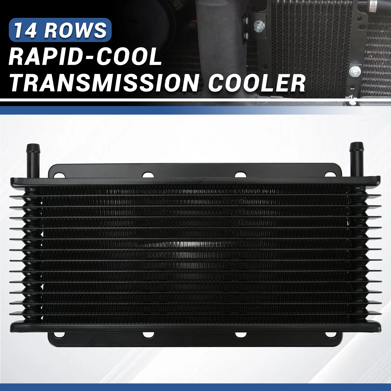 Kit de refrigerador de óleo de transmissão de alumínio de 14 fileiras, proteção de resfriamento, conversor de radiador de óleo com montagem de mangueira