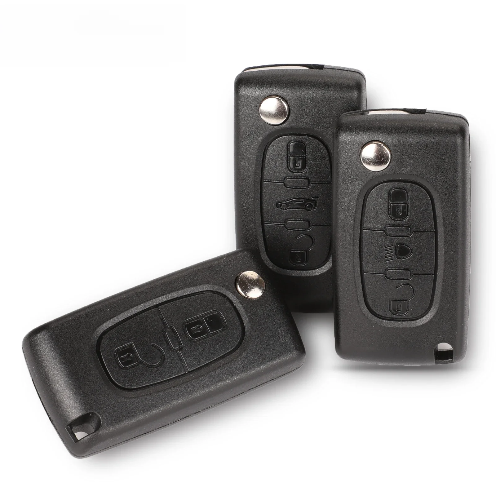 Jingyuqin 2/3 bouton Flip Fob voiture clé coque pour Peugeot 207 307 308 407 607 807 partenaire citroën C2 C3 C4 C5 C6 Xsara