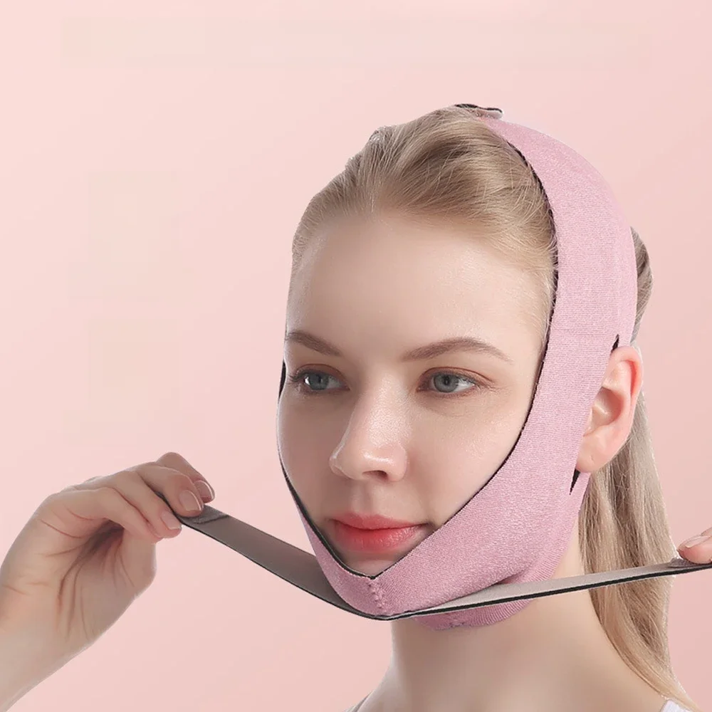 Ceinture élastique de Lifting du visage en forme de V, Bandage amincissant pour le visage, réduction du Double menton, bande fine pour le visage