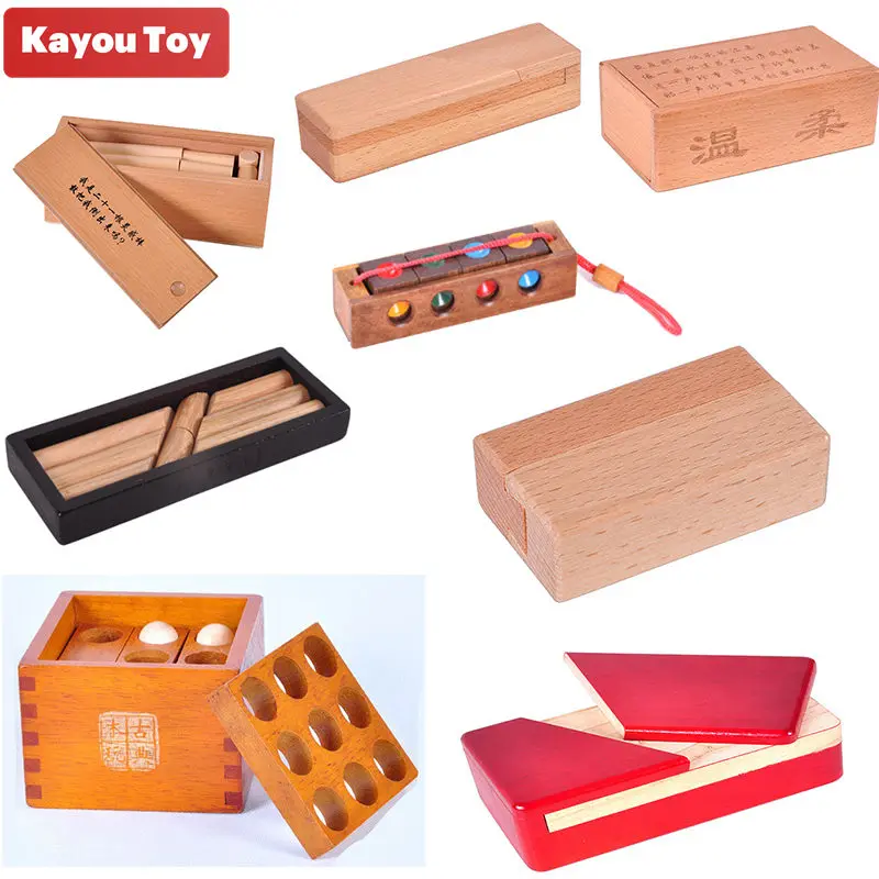 

Wooden 3D Puzzle Jigsaw Classic IQ Mind Brain Teaser Magic Box Wood Educational Puzzles Game Toys Kids Adults