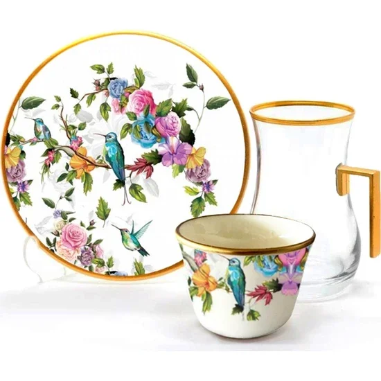 

Toygar Drop Handle Efe Tea Set 6+6 Birdy