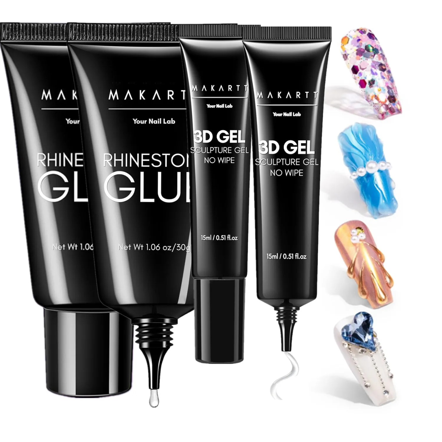 Makartt Gel 3D-Gel para esculpir uñas, pegamento para uñas, pegamento transparente fuerte para diamantes de imitación, Gel para diseños de uñas, dibujo artístico de uñas DIY, moldeo