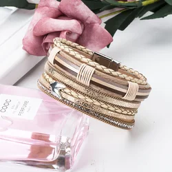 Fashion Handma Bohemian Jewelry Accessory Multi-layer Woven Bracelet Leather Bracelet for Women