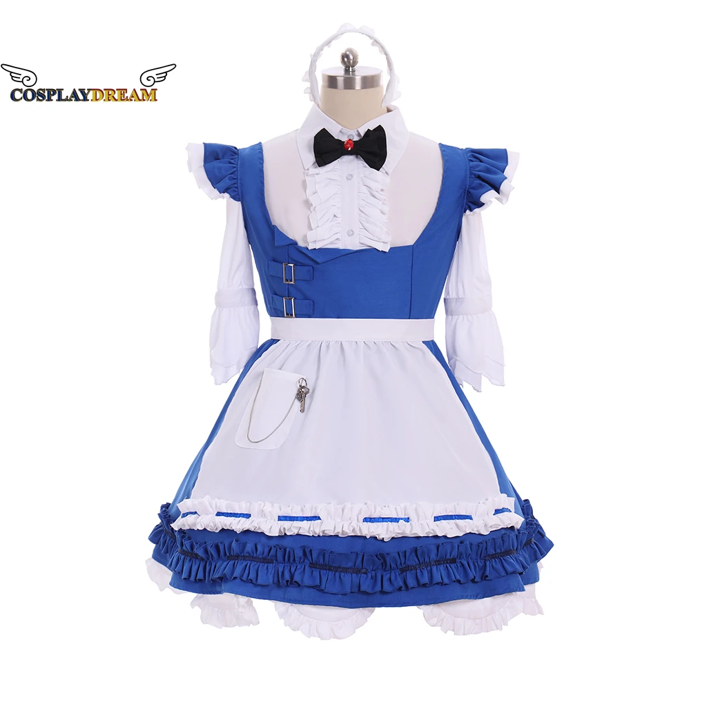 

Game Final Fantasy XIV Csilla Beleth Cosplay Costume Halloween Women FF14 Csilla Beleth Cos Maid Dress Blue White Uniform