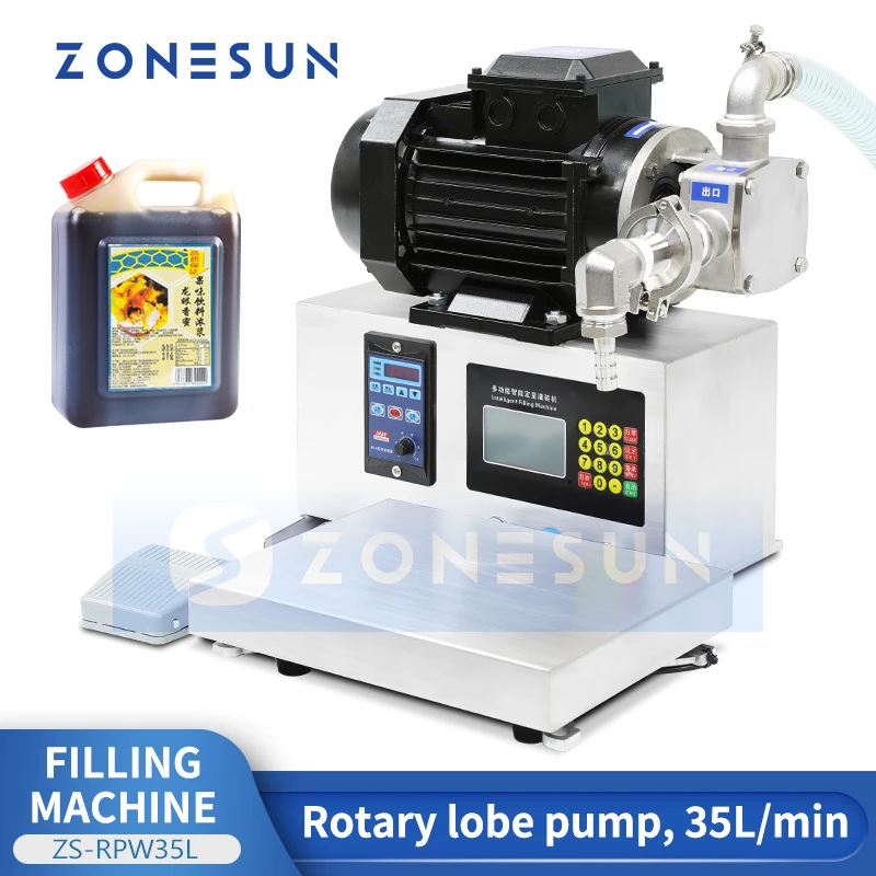 Zonesun ZS-RPW35L Tabletop Weigh and Fill Machine Bucket Filling Machine Net Weight Filler Weigh Fill System Rotary Lobe Pump