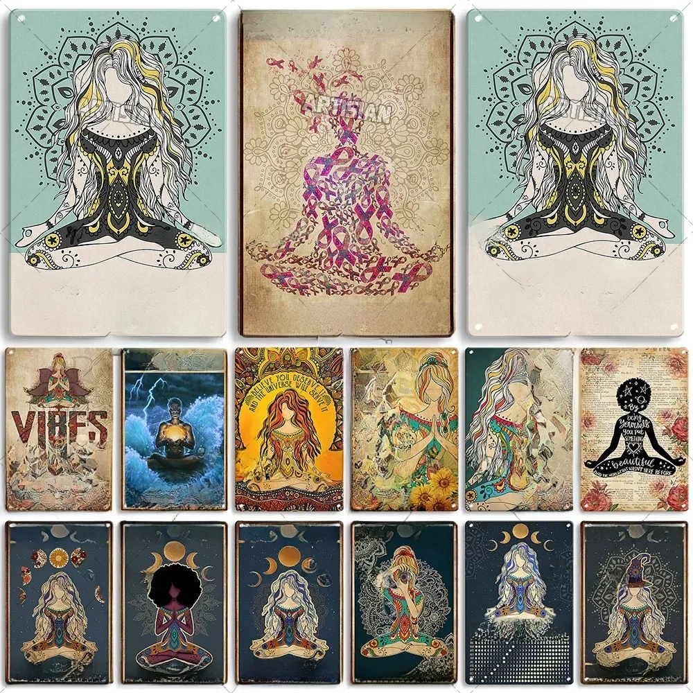 Artisian NAMASTE metalowa tablica Zazen plakat na blasze joga medytacja dekoracyjny znak dekoracje ścienne garaż Bar Pub Club Hotel kuchnia strona główna — zdjęcie 2