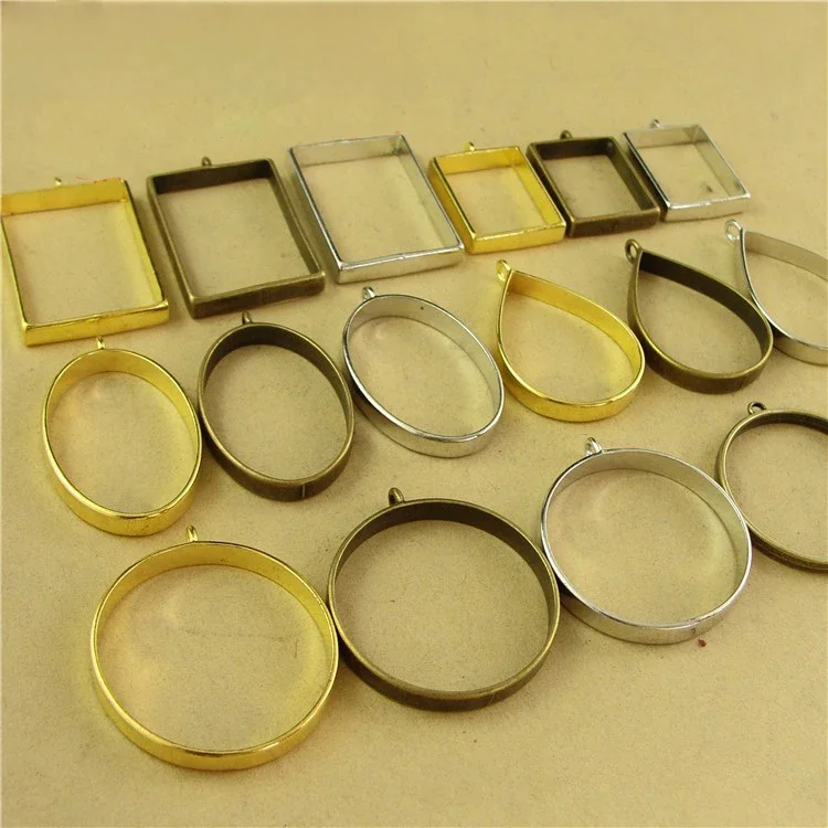 10 sztuk/partia Vintage żywica epoksydowa UV metalowa rama wisiorek rama wisiorek DIY Making wisiorek z żywicy biżuteria akcesoria znalezienie — zdjęcie 2