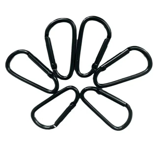 10 stuks zwart aluminium karabijnhaak D-ring sleutelhanger clip camping sleutelhanger karabijnhaak outdoor reisset kampeeruitrusting - afbeelding 2