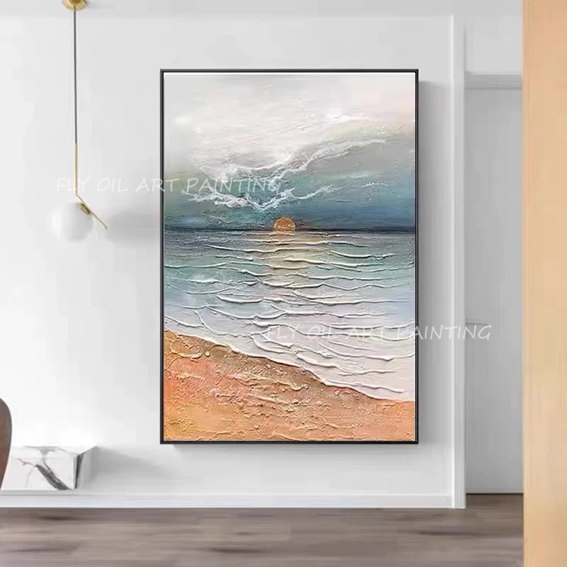 

Seaside ocean 100% handmade landscape canvas oil painting wall art sitting room adornment for home decoration