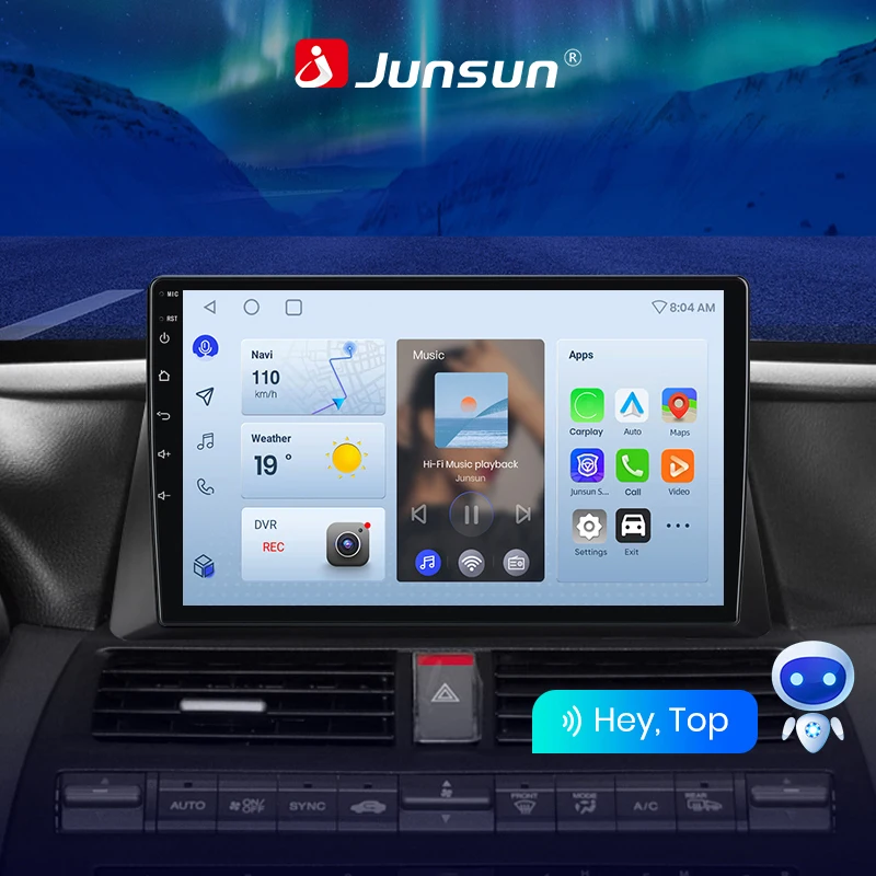 JunsunCar Radio Android Auto CarPlay Head Unit GPS  for Honda Accord 8 th 2008-2013 Built In Wireless Carplay Android Auto GPS Navigation Bluetooth 5.0 4G LTE 5G WiFi AI Voice Control CarPlay Android Auto Bluetooth