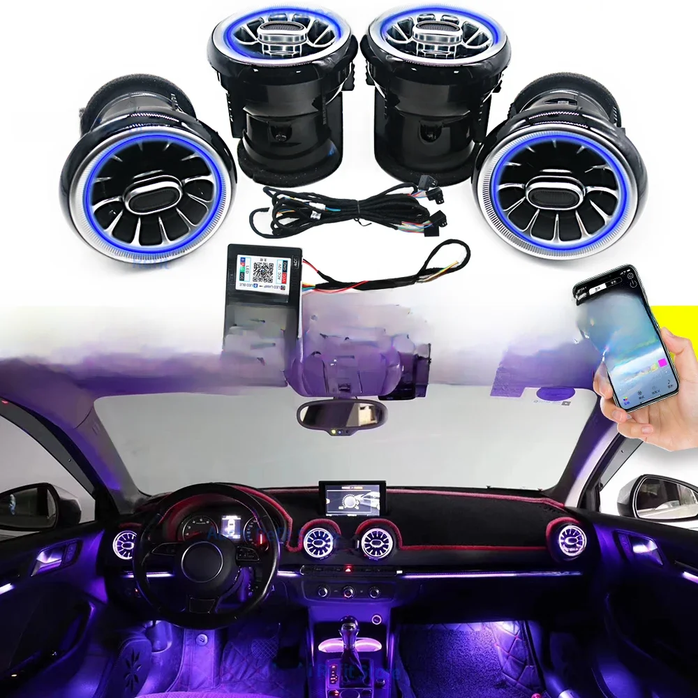256 Kleuren Led-Ventilatieopeningen Voor Audi A3 S3 Rs3 8V 8y 8P 2004-2020 Auto Dashboard Omgevingslicht Airconditioner Uitlaat Mondstuk Refit - afbeelding 2