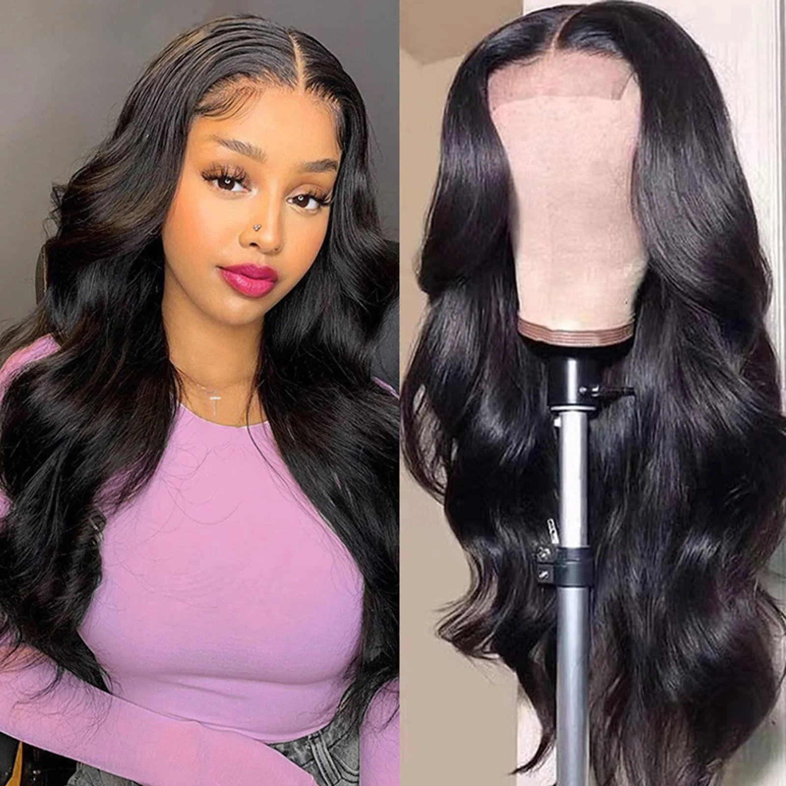 

250% HD Brazilian Body Wave Human Hair Wigs Pre Plucked Raw Hair Curly Glueless Wig 13x4 13x6 Lace Full Frontal Wigs for Women