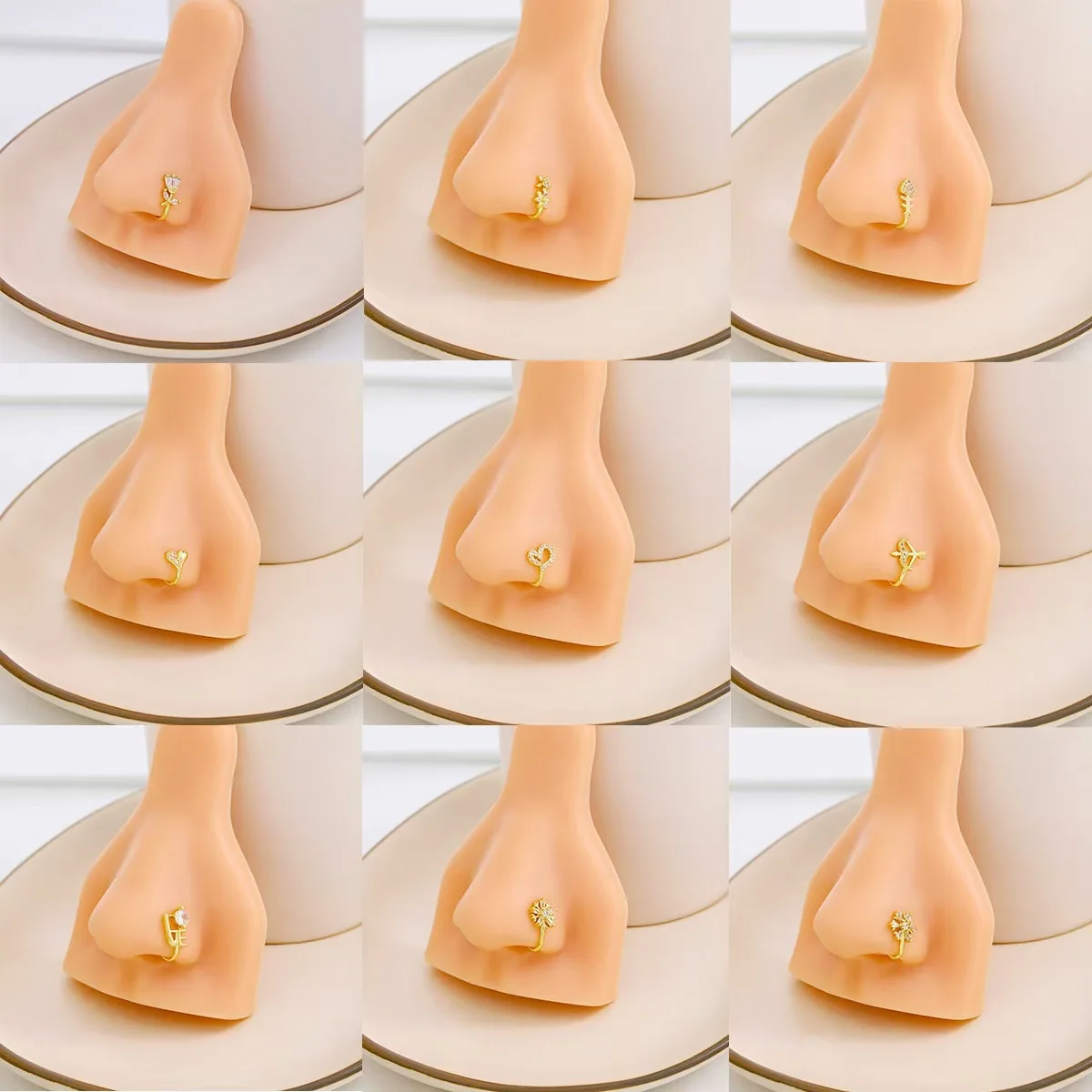 1pc Flower Charm No Piercing Copper Inlaid Zircon U-shaped Nose Clip Fake Nose Ring Female No Piercing Piercing Jewelry image 4