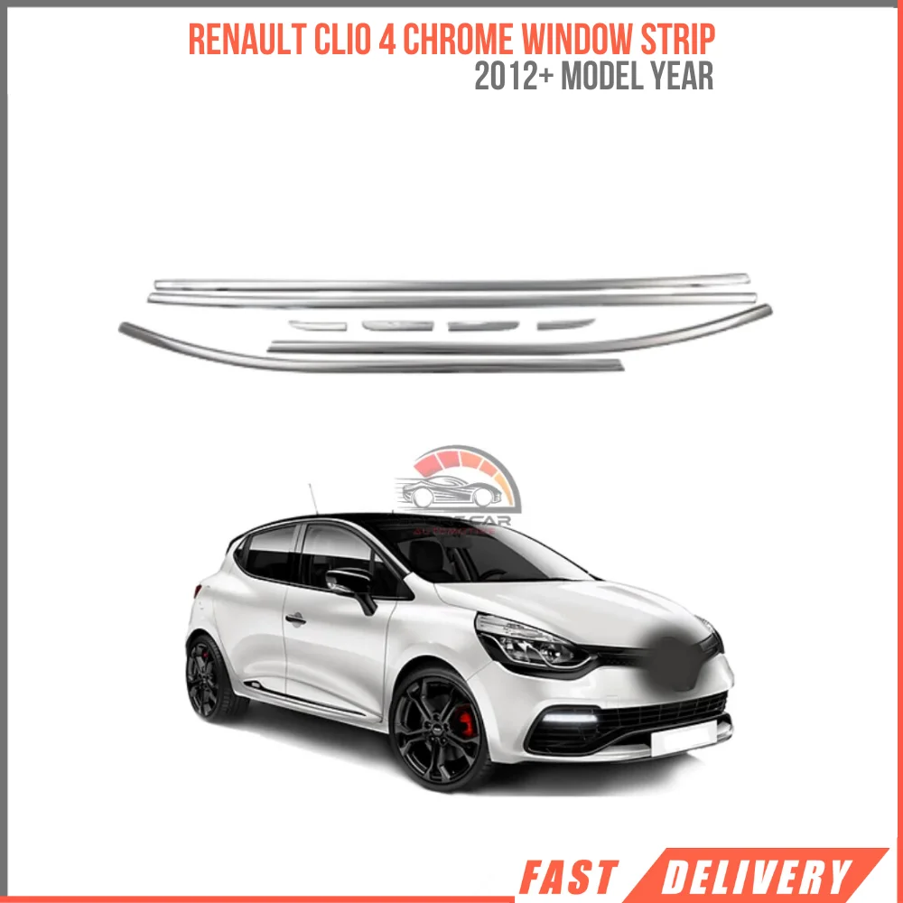 Chrome window frame for Renault Clio 4 8 PCs. 2012 and up. Stainless steel. A + quality. Car accessory. Modified