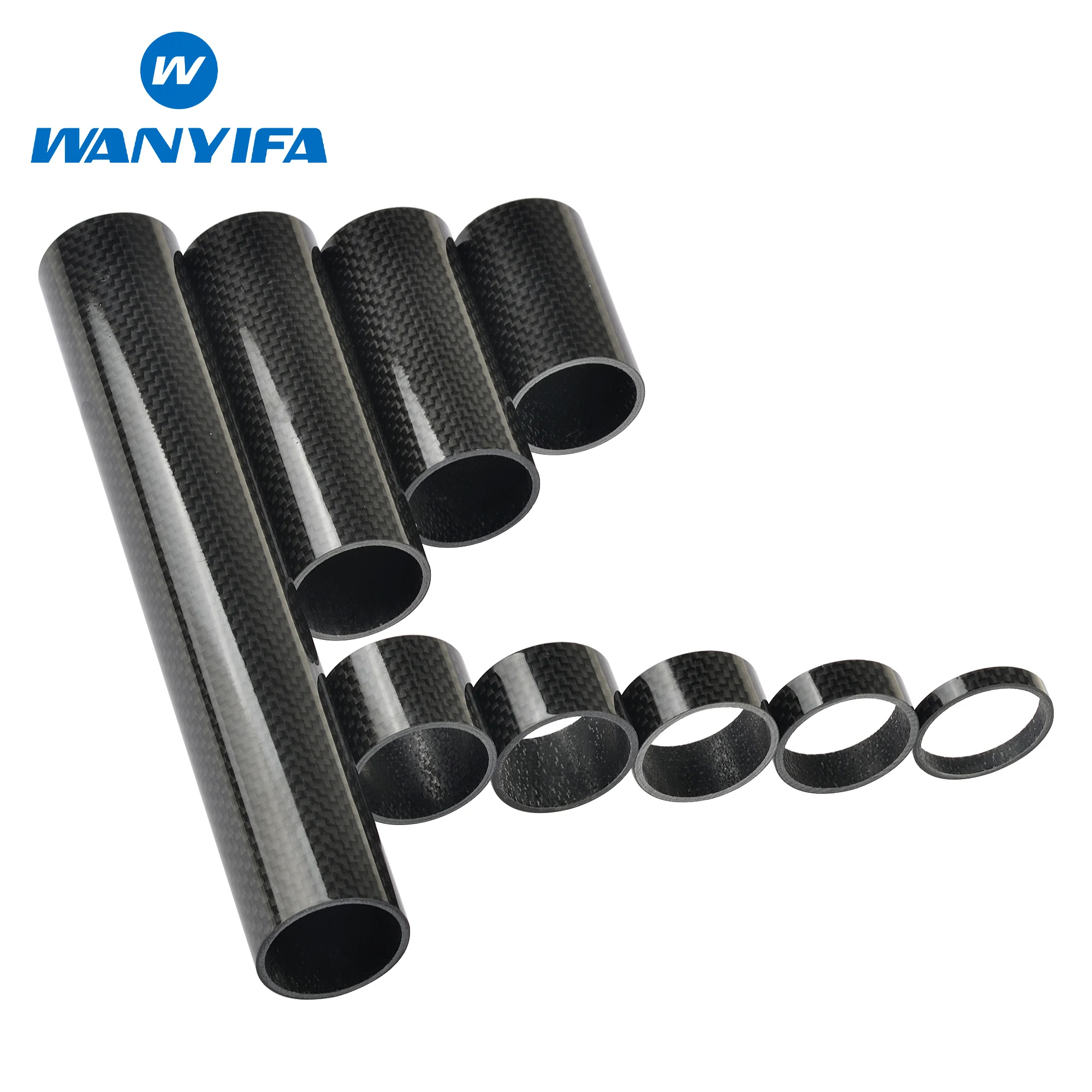 Wanyifa Gloss Carbon Fiber Bike Headset Spacer Lightweight Bicycle Fork Gasket Washers 5/10/15/20/25/3035/40/45/50/55.../200mm