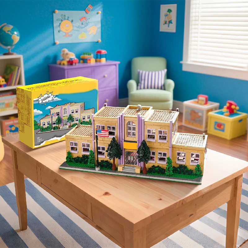 3500 pièces Springfield école primaire blocs de construction Architecture bâtiments modulaires Architecture bloc assemblage modèle Kit, cadeaux
