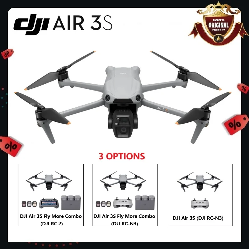 New Arrival DJI Air 3S 1″ CMOS Primary Camera 70mm Medium Tele Camera Dual-Camera 4K/60fps HDR Video 45-Min Flight Time