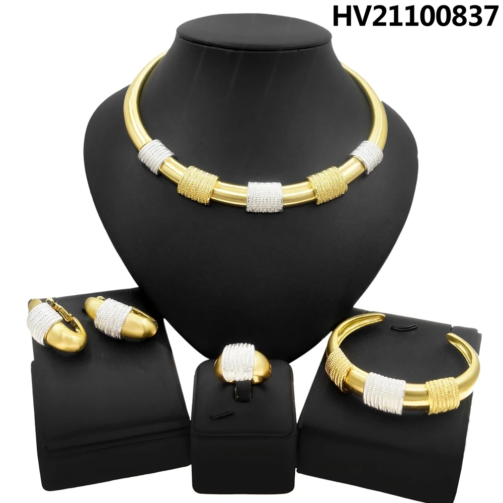 2024 Jewelry Trend Dubai Gold Women Jewelry Set 18K Gold Plated Earrings Ring Bracelet Necklace Jewelry Set Gifts Yll