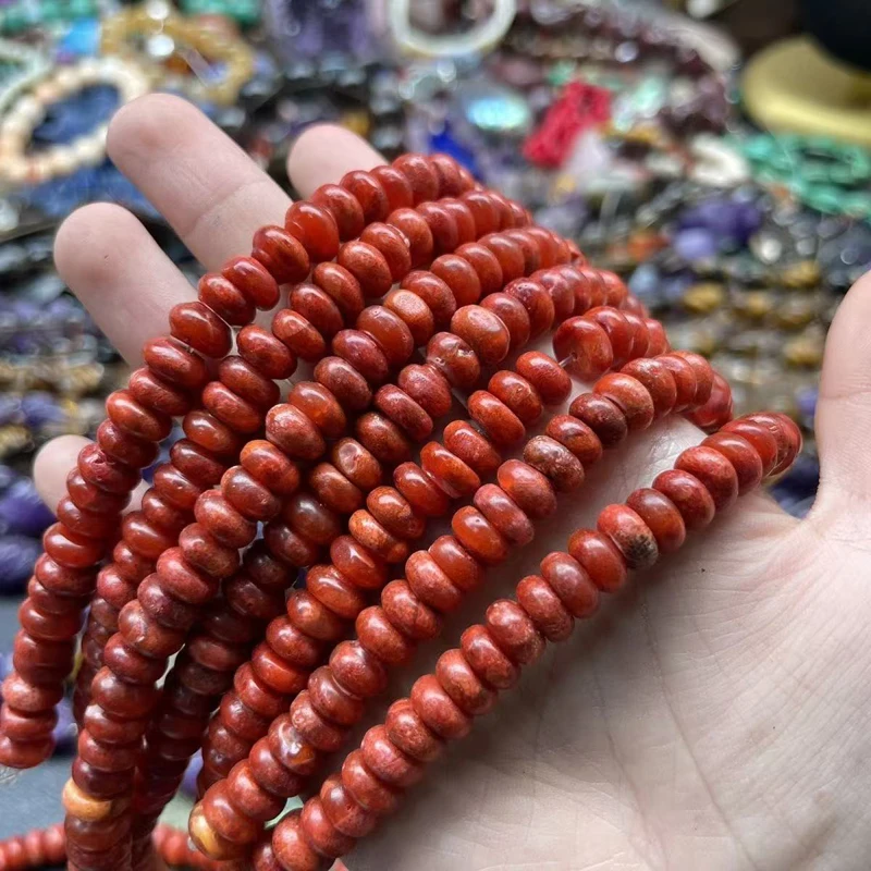 16 inches 4x9mm Donut Shaped Red Natural Sponge Coral Beads Loose Strand