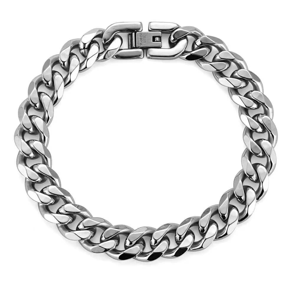 New Width 8MM/10MM 316L Stainless Steel Cuban Chain Bracelet Fashion Men\'s Accessories Birthday/Christmas Gift 18/20/22CM