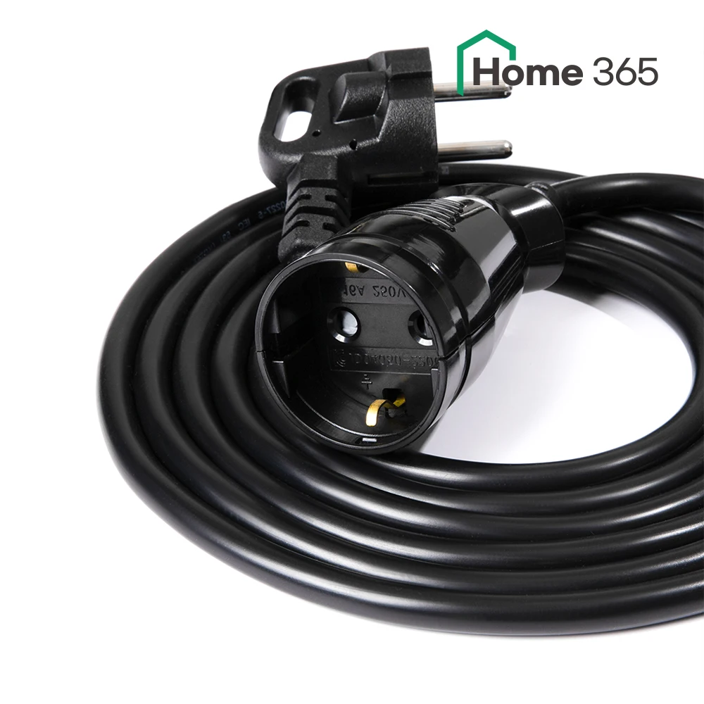 Domestic 16A electric extension line 1 1 10m multi-outlet round black