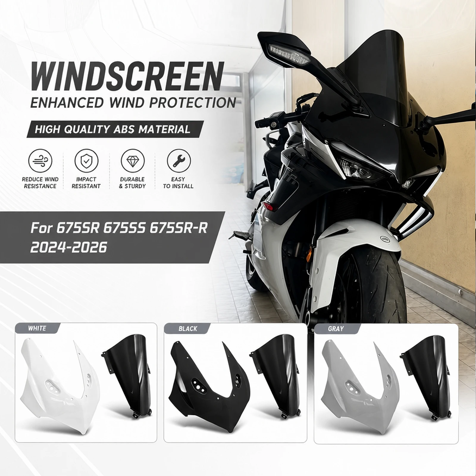 Upper Fairing Windscreen Kit for CFMOTO 675SR 675SRR 675ss 2024-2026 675SR-R Aerodynamic Racing Front Headlight Cowl Sport Winds