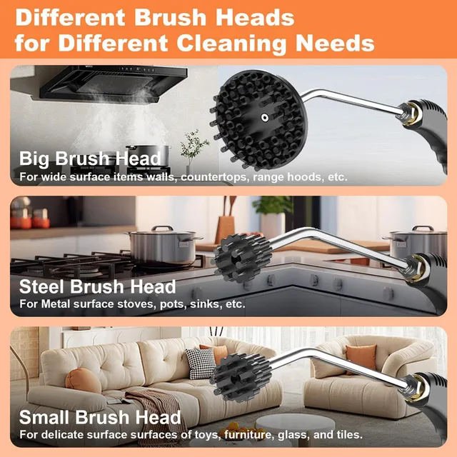3800W High Pressure Steam Cleaner, Portable Household & Car Steam Cleaning Machine with Handheld Spray Gun, High Temperature Multipurpose Cleaner for Kitchen, Bathroom, Upholstery, Tile, Grout & Auto Detailing 3