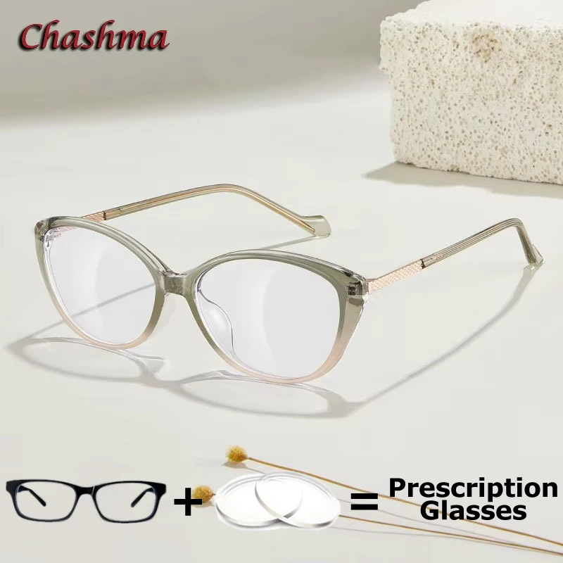 Chashma Prescription Glasses Women Optical Cat Eye Myopia for Student Anti Blue Computer Working Progressive Eyewear Reading
