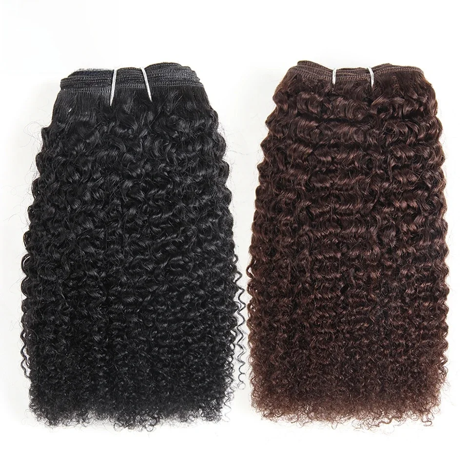 Tissage en lot péruvien naturel bouclé, élégant, Afro, crépu, offre en lots # 1B # 2 # 4 extensions de cheveux Remy bruns