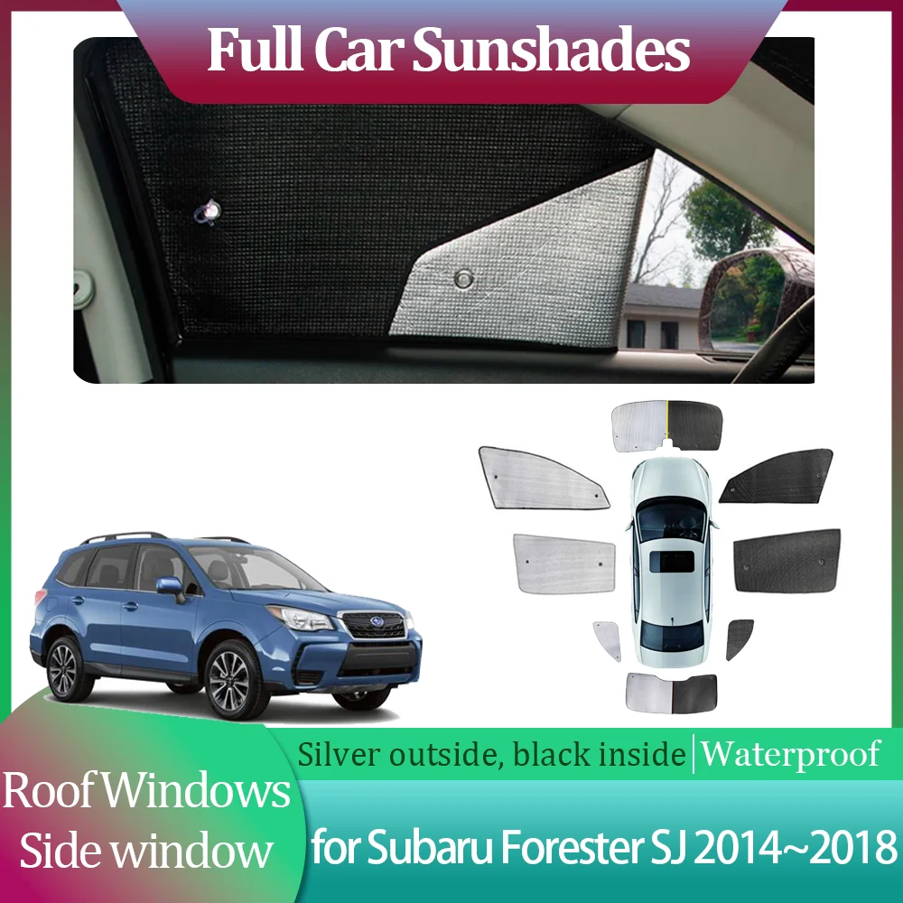 Volle Auto-Sonnenschutz für Subaru Forester SJ 2014–2018, seitliche Dachfenster, Sonnenblende, Windschutzscheiben-Pad, Vorhang, Schiebedach-Abdeckung, Zubehör