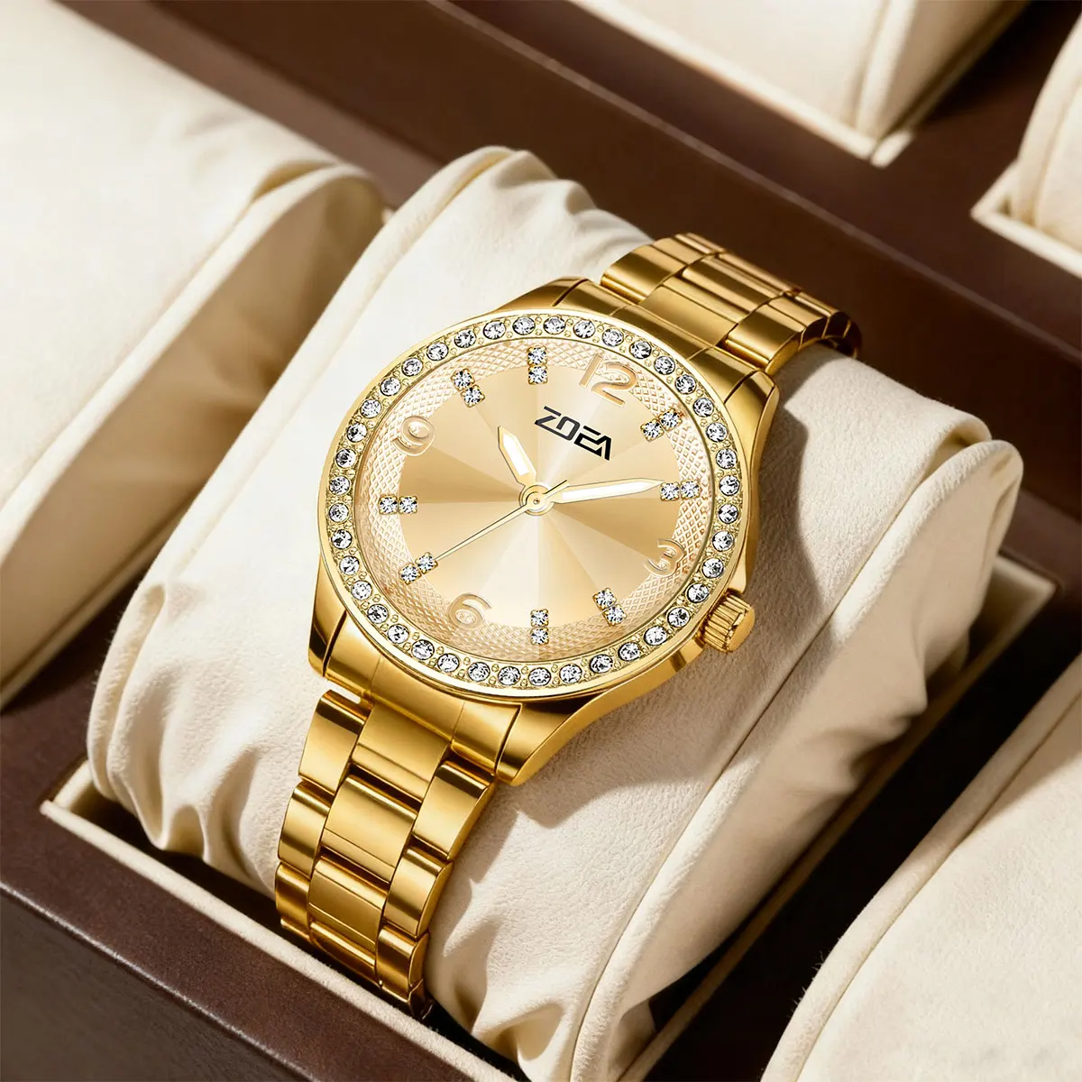 

ZOEA Women's Rhinestone Quartz Watch Luminous Hands 30M Waterproof Stainless Steel Band Elegant Ladies Wristwatch EZ8051